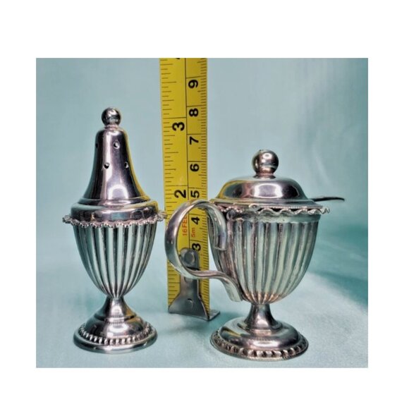 Antique Silver-Plated Salt Cellar Cruet Set: Edwardian Walter Semple Jr. Glasgow - Picture 5 of 12